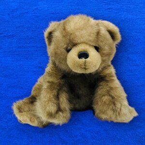 The Bearington Collection Plush Brown Bear Laying Down Stuffed Animal Cuddle Toy